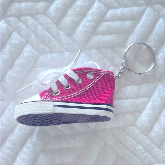 Handbags - Pink Canvas Sneaker Keychain Purse Charm NWOT